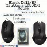 Black Dell /Hp 3 Buttons 1200DPI Optical Mouse Usb Mouse