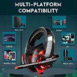 RUNMUS K2 PRO Camo-Grey Wired Gaming Headset, Red LED Lights with Mic, Over-Ear, Sound Stereo Bass and Noise Cancellation, 3.5mm Audio Plug, Padded Ear Cushion, for PS4/PS5/PC/Xbox - Image 3