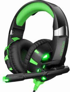 RUNMUS K2 PRO Camo-Grey Wired Gaming Headset, Red LED Lights with Mic, Over-Ear, Sound Stereo Bass and Noise Cancellation, 3.5mm Audio Plug, Padded Ear Cushion, for PS4/PS5/PC/Xbox - Image 2