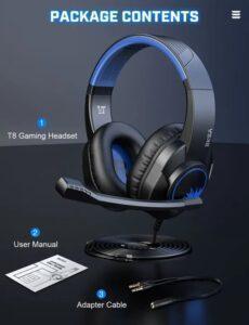 Eksa T8 Ps4 Gaming Wired Over Ear Headphones With Mic With Noise Canceling, Pc With Surround Stereo Sound, Led Light For Ps4, Pc, Laptop (Blue - Image 6
