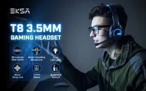 Eksa T8 Ps4 Gaming Wired Over Ear Headphones With Mic With Noise Canceling, Pc With Surround Stereo Sound, Led Light For Ps4, Pc, Laptop (Blue - Image 3
