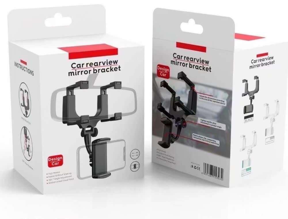 2025/03/1001012971.jpg Car Phone Holder Car Rearview Mirror Mount Cellphone Stand 360 Degrees Smartphone Rear View Mirror Holder For Car Accessories - Image 1