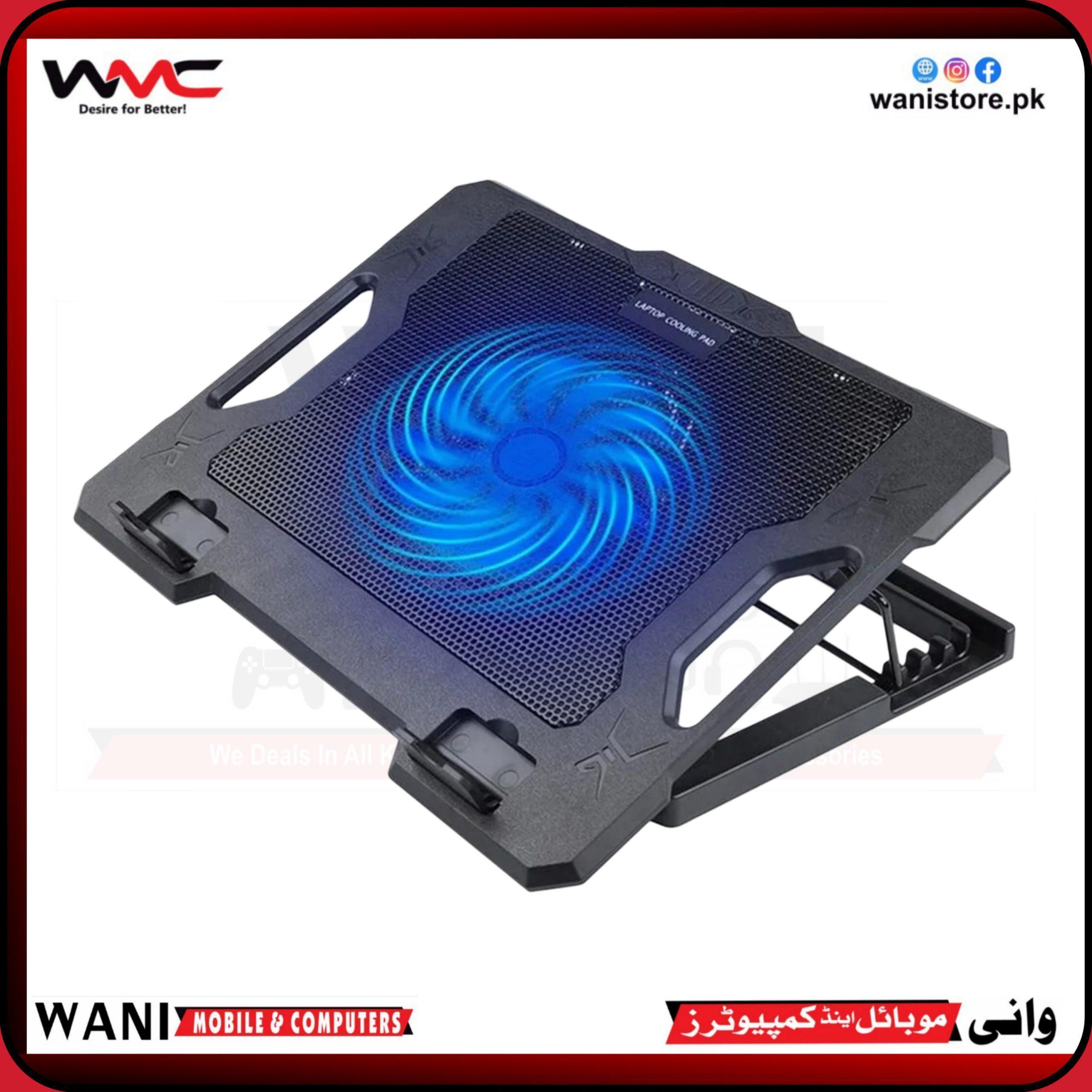 2025/05/1000058723-scaled.jpg S100 Laptop Cooling Pad – Ultra-Slim USB Powered Notebook Cooler with Blue LED Fan – Supports Laptops up to 17 Inches | Adjustable Stand | Silent High-Speed Fan by Wani - Image 1