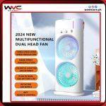 Buy New Multifunctional Dual Head Fan – Nano Humidifier | LED Light | Rechargeable | Remote Controlled | Portable Cooling Fan by wani - Image 5