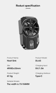 Portable DLA3 Mobile Phone Radiator Cooling Fan Case Phone Cooler With Digital Display by wani store - Image 6