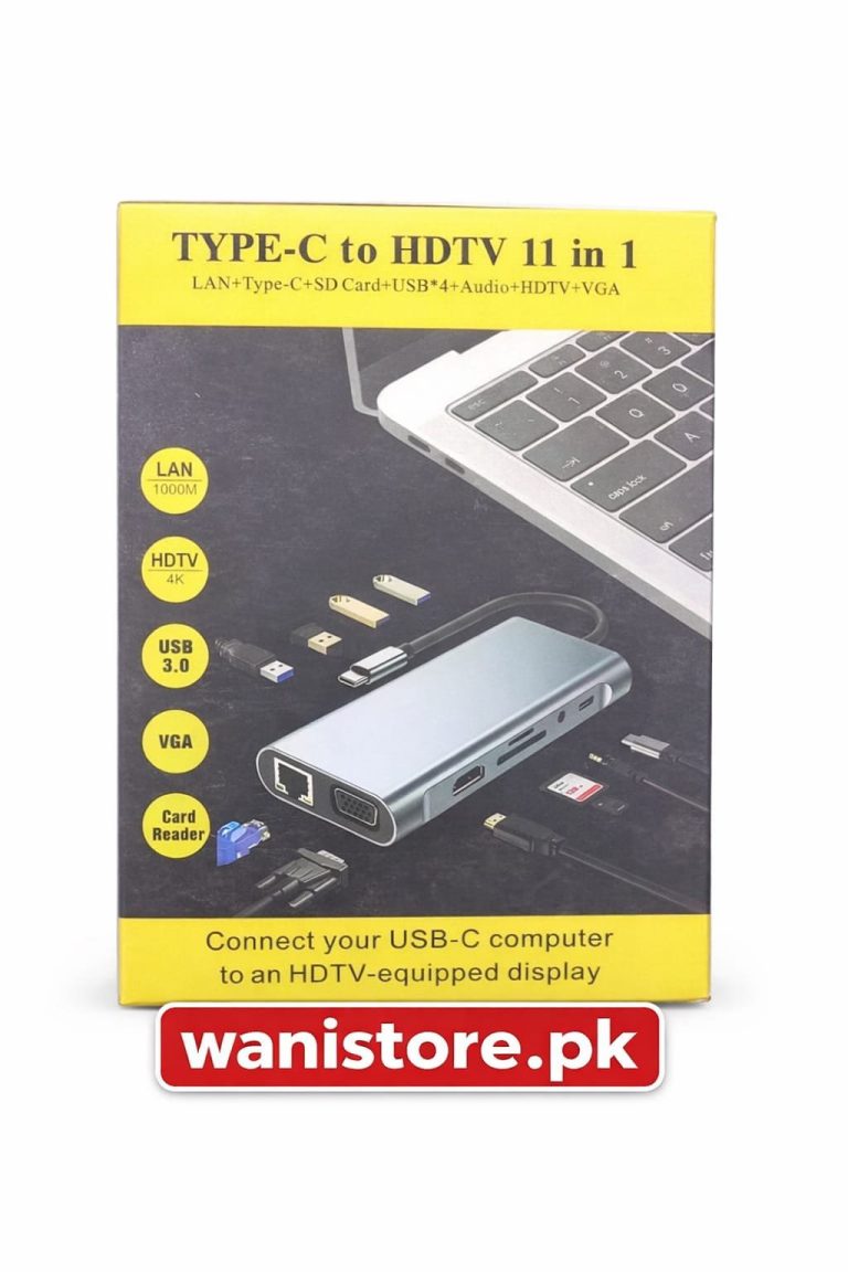 Compact design of 11-in-1 Type-C hub showing all connection ports at Wani Mobile Vehari