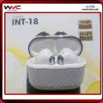 InTouch INT-18 True Wireless Earbuds with compact charging case, front view