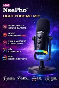NeePho M03 RGB Wireless Podcast and Gaming Microphone, best price in Pakistan - Wanistore