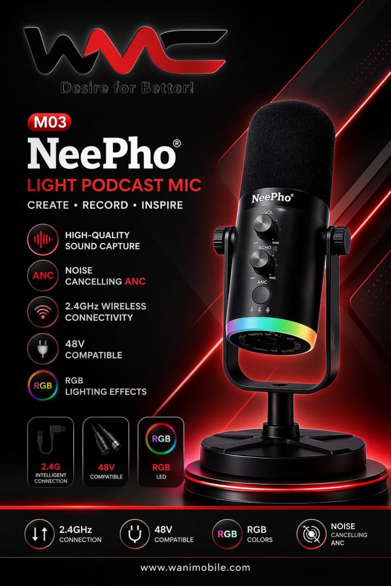 NeePho M03 RGB Wireless Podcast and Gaming Microphone, best price in Pakistan - Wani Mobile and Computers