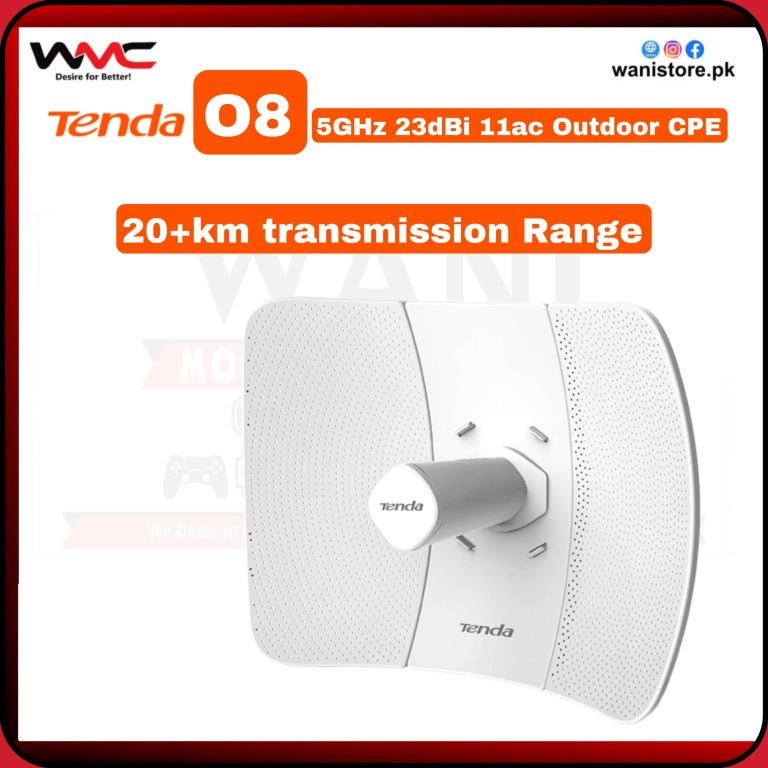 Installed Tenda O8 outdoor wireless bridge for stable long-range internet coverage across large areas