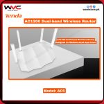 Tenda AC5 Dual Band 5G WiFi Router AC1200 front view with four antennas
