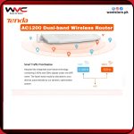 Top view of Tenda AC5 Dual Band 5G WiFi Router AC1200 with modern black finish